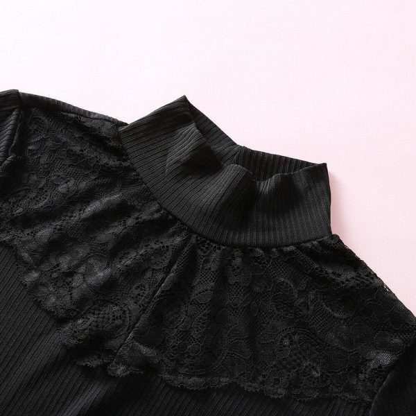 The Best Lady Women Lace Hollow Out Stand Collar Slim Fit Comfortable Bassic Shirt Top Long Sleeve Casual Tops Online - Takalr