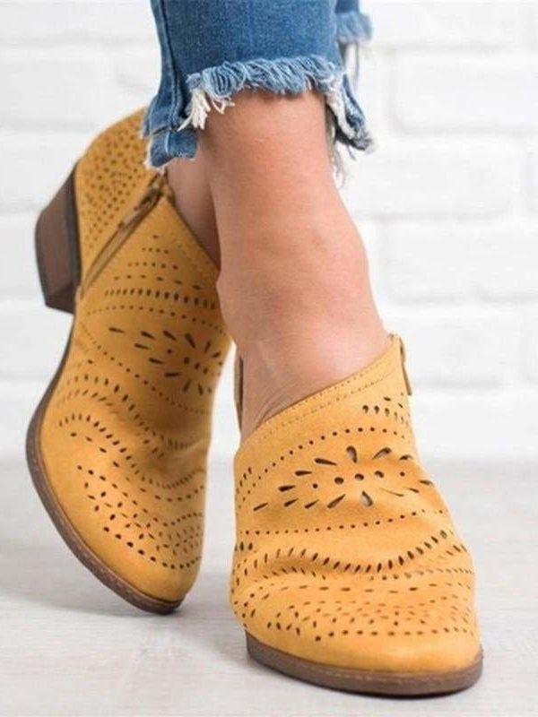 The Best Leisure Hollow Low-heeled Shoes Women Sandals Online - Source Silk