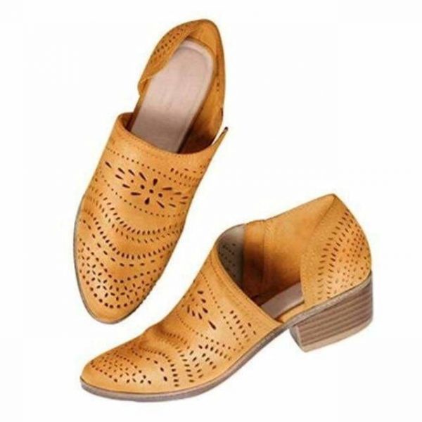 The Best Leisure Hollow Low-heeled Shoes Women Sandals Online - Source Silk