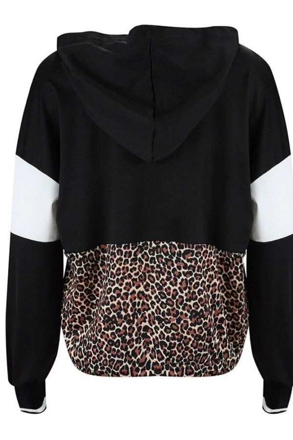 The Best Leopard Hoodies Women Female Long Sleeve Contrast Color Hooded Sweatshirt Hoodie Tracksuit Fall Coat Casual Sportswear Online - Source Silk