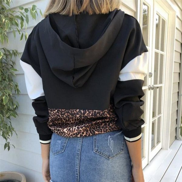 The Best Leopard Hoodies Women Female Long Sleeve Contrast Color Hooded Sweatshirt Hoodie Tracksuit Fall Coat Casual Sportswear Online - Source Silk