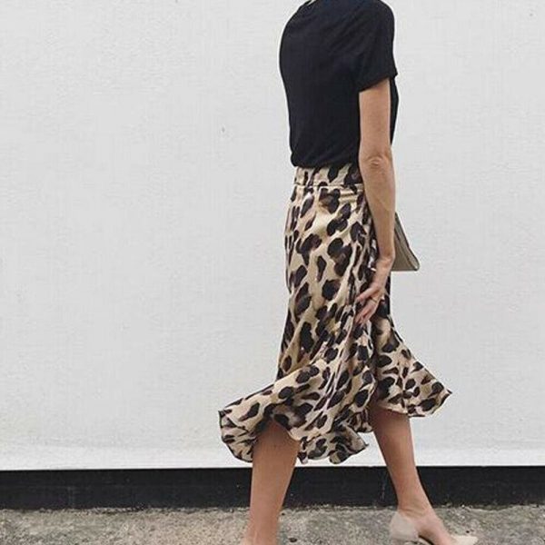 The Best Leopard Skirt Women Fashion Sexy Wrap Over Asymmetrical Calf Length Skirt Ladies Summer Casual High Waist Slim Skirts Sundress Online - Source Silk