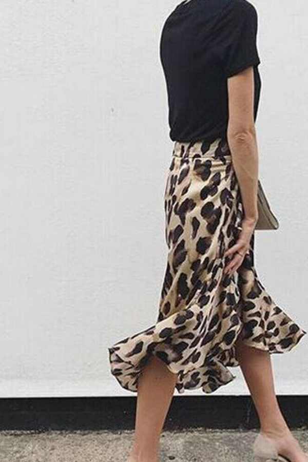 The Best Leopard Skirt Women Fashion Sexy Wrap Over Asymmetrical Calf Length Skirt Ladies Summer Casual High Waist Slim Skirts Sundress Online - Source Silk