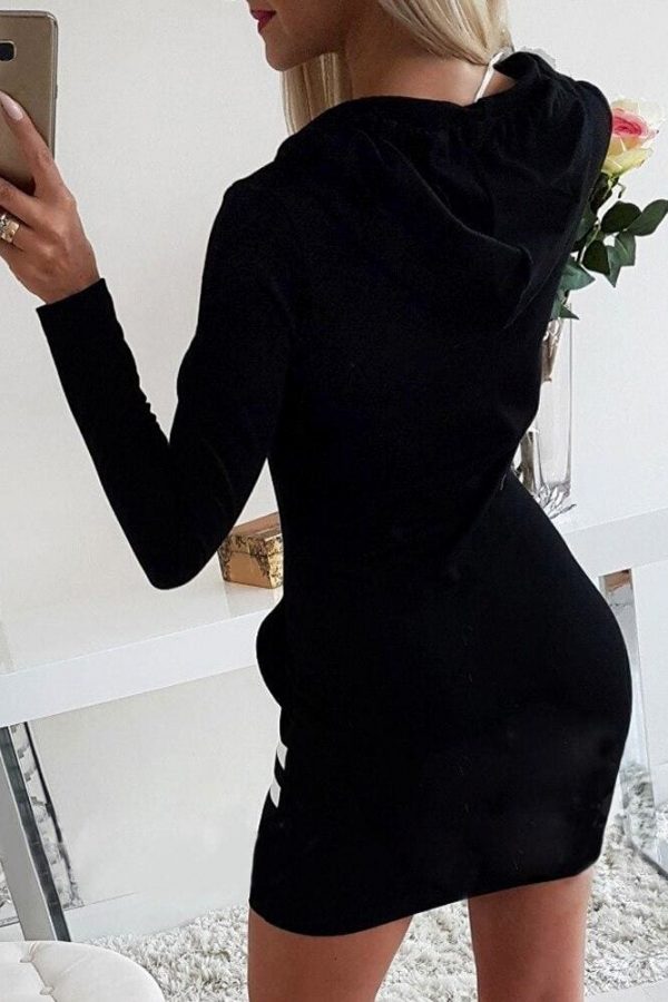 The Best Letter Print Hooded Long Sleeve Sweatshirt Dress Women Autumn Spring Loose Hoodie Casual Red Gray Black Clothes Shirt Dresses Online - Source Silk