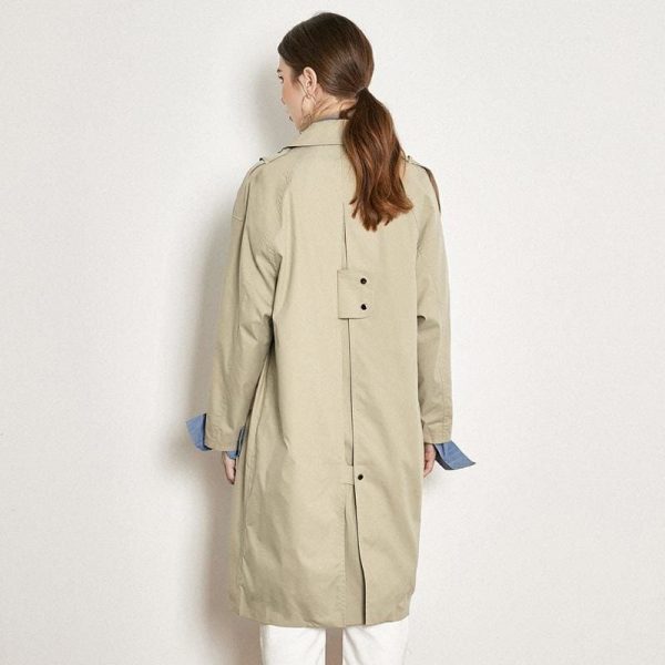 The Best Light Khaki Windbreaker Female Long Loose Coat Online - Takalr