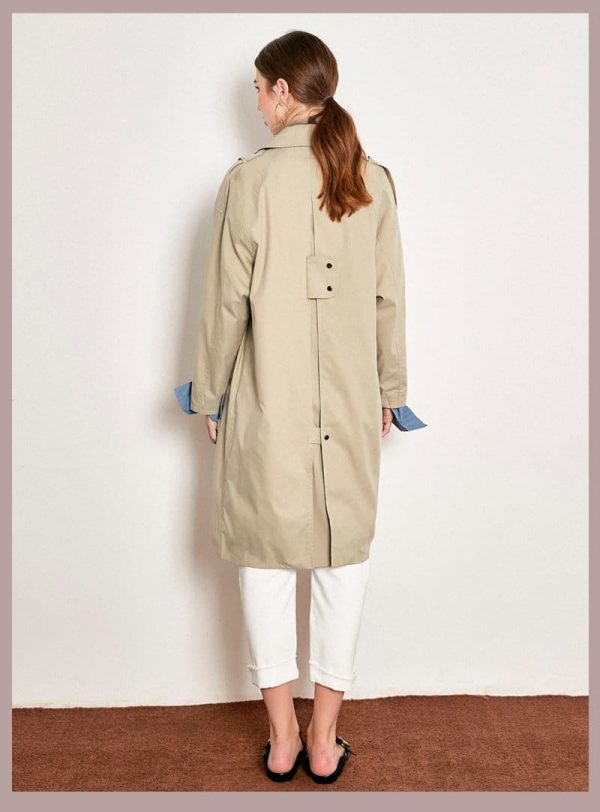 The Best Light Khaki Windbreaker Female Long Loose Coat Online - Takalr