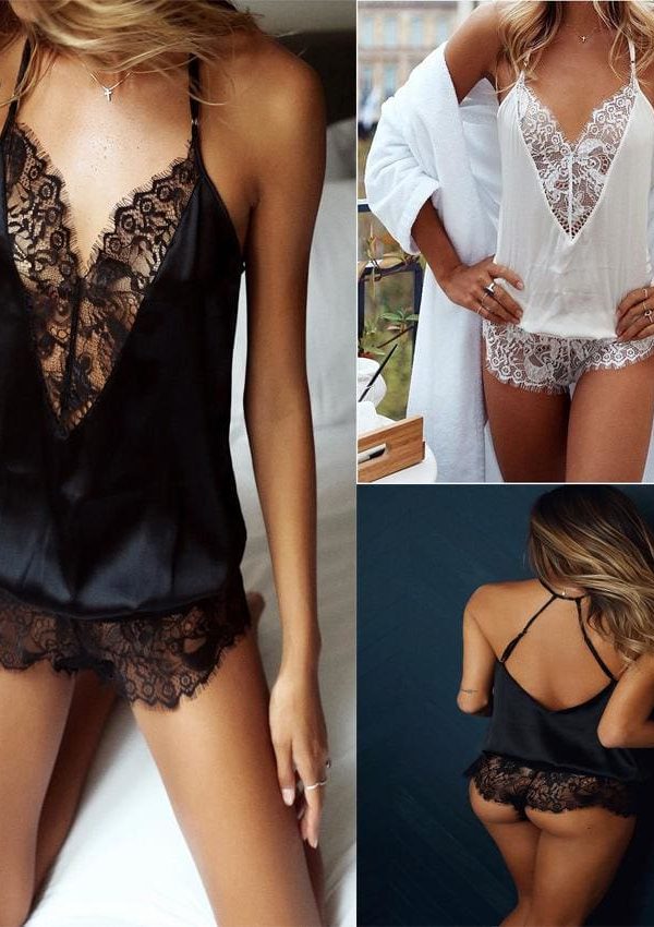 The Best Lingerie Lace Jumpsuit Women Underwear Nightwear Sexy Lace Bodysuit Online - Takalr