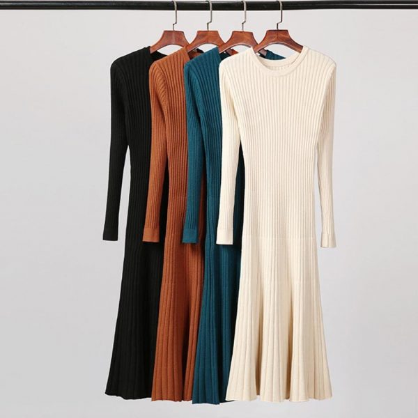 The Best Long Knitted Sweater Dress for Women Casual Winter Sweater Dress Online - Takalr