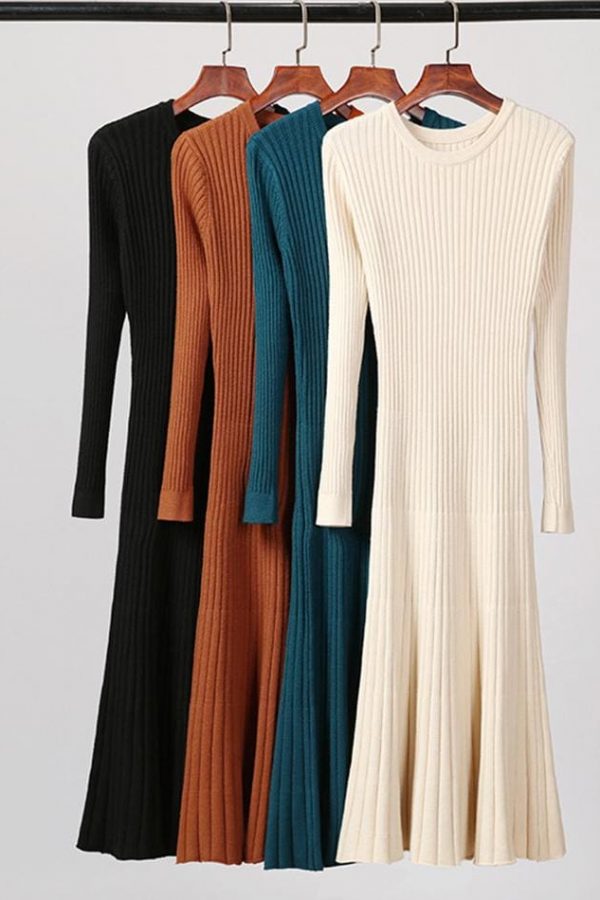 The Best Long Knitted Sweater Dress for Women Casual Winter Sweater Dress Online - Takalr