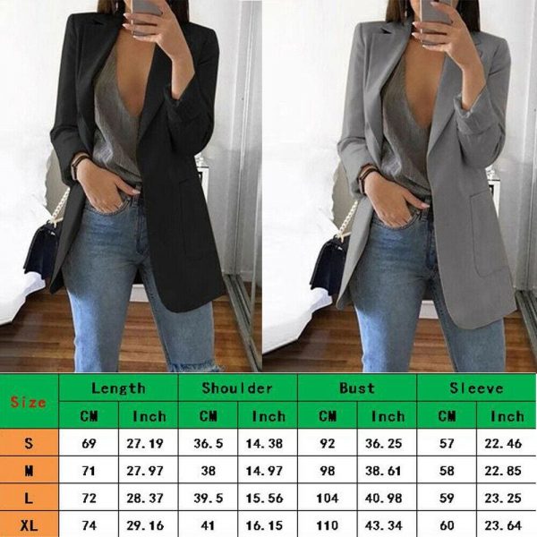 The Best Long Sleeve Cardigan Slim Jackets Suit Coat Work Jacket Casual Mid Coat Online - Takalr