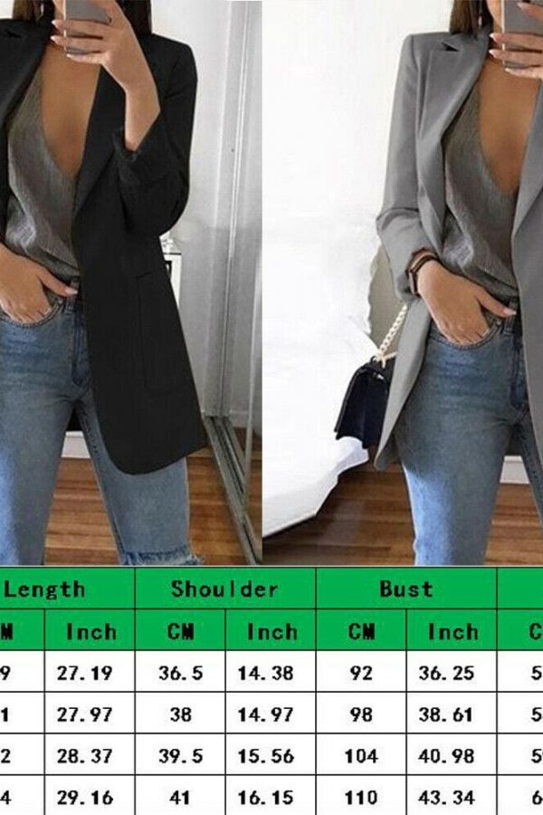 The Best Long Sleeve Cardigan Slim Jackets Suit Coat Work Jacket Casual Mid Coat Online - Takalr