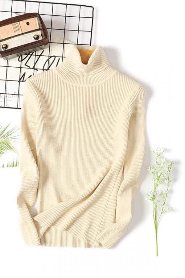 The Best Long Sleeve Ribbed Sweater for Women Warm Pullover Knitted Sweater Online - Takalr