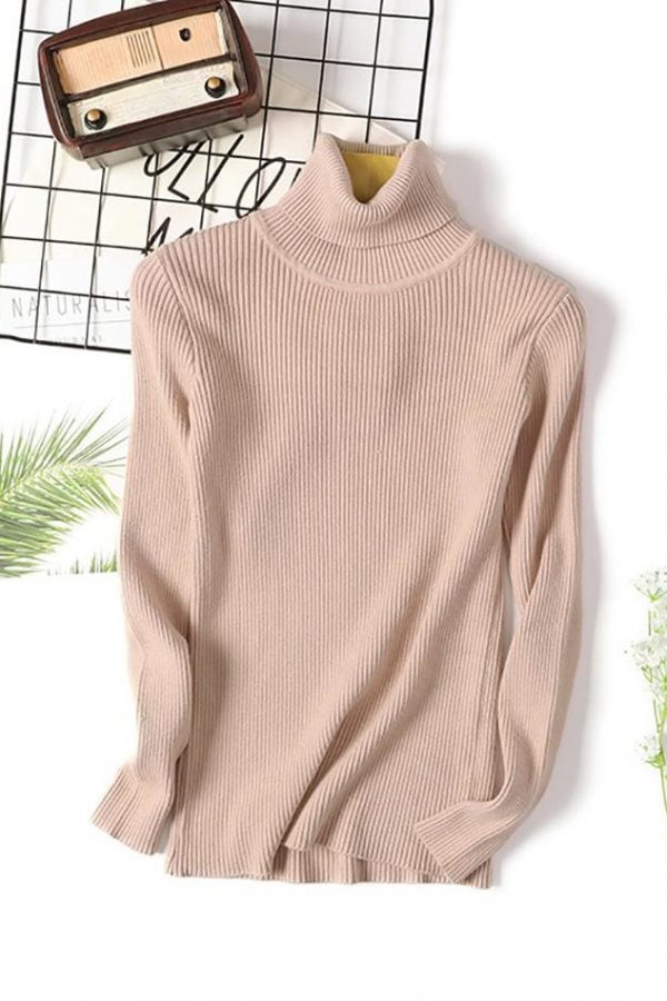 The Best Long Sleeve Ribbed Sweater for Women Warm Pullover Knitted Sweater Online - Takalr