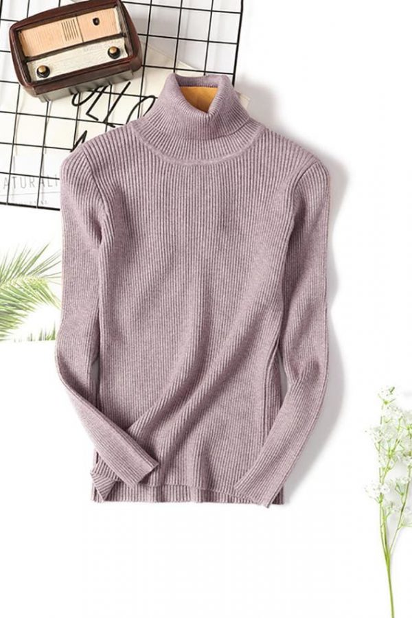 The Best Long Sleeve Ribbed Sweater for Women Warm Pullover Knitted Sweater Online - Takalr