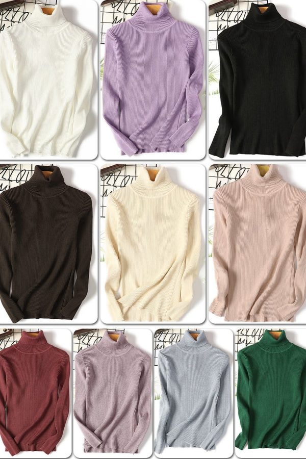 The Best Long Sleeve Ribbed Sweater for Women Warm Pullover Knitted Sweater Online - Takalr