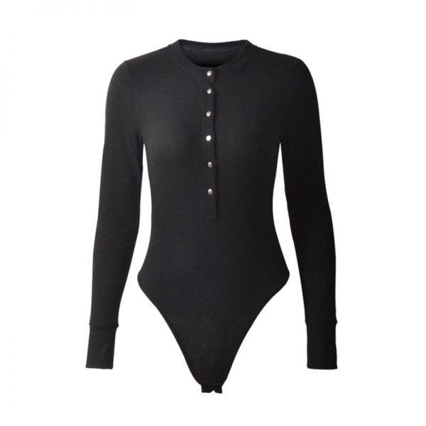 The Best Long Sleeve Women Bodysuit Autumn Winter Kintted Rompers Jumpsuit Bodysuit Stretch Leotard Top Blouse Online - Takalr