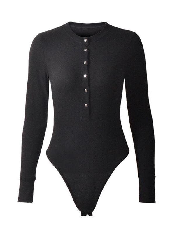 The Best Long Sleeve Women Bodysuit Autumn Winter Kintted Rompers Jumpsuit Bodysuit Stretch Leotard Top Blouse Online - Takalr