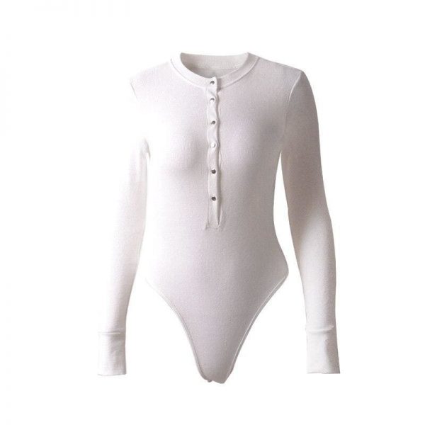 The Best Long Sleeve Women Bodysuit Autumn Winter Kintted Rompers Jumpsuit Bodysuit Stretch Leotard Top Blouse Online - Takalr