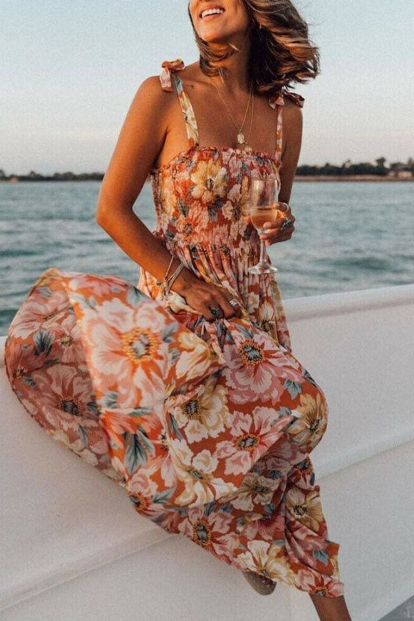 The Best Loose Strap Dress Summer Sexy Boho Camis Befree Maxi Dress Floral Plus Sizes Dresses Online - Takalr