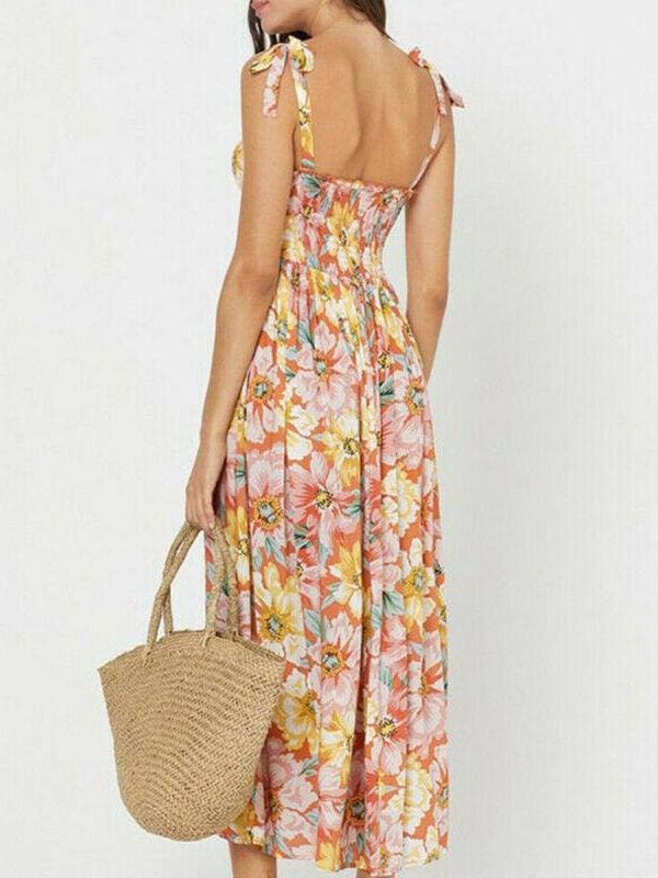 The Best Loose Strap Dress Summer Sexy Boho Camis Befree Maxi Dress Floral Plus Sizes Dresses Online - Takalr