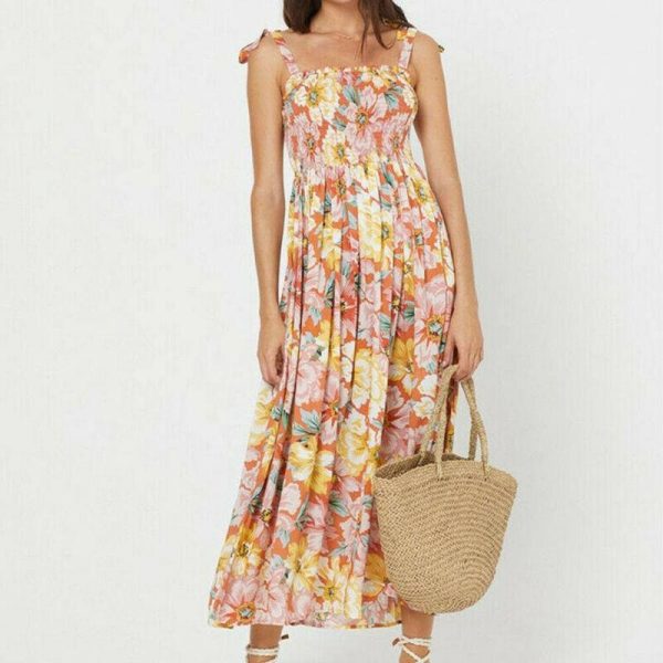 The Best Loose Strap Dress Summer Sexy Boho Camis Befree Maxi Dress Floral Plus Sizes Dresses Online - Takalr