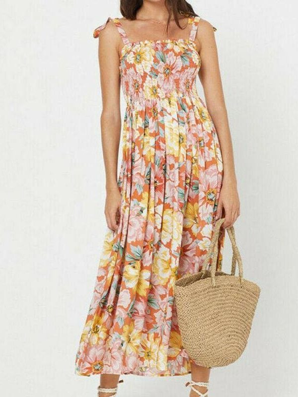 The Best Loose Strap Dress Summer Sexy Boho Camis Befree Maxi Dress Floral Plus Sizes Dresses Online - Takalr