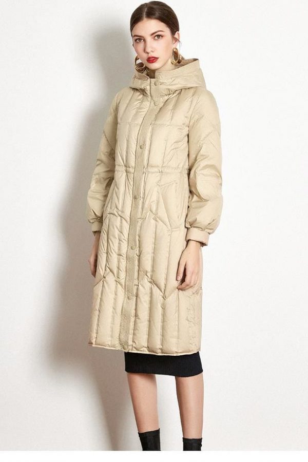 The Best Medium Long White Duck Down Lantern Sleeve Female Jacket Online - Takalr