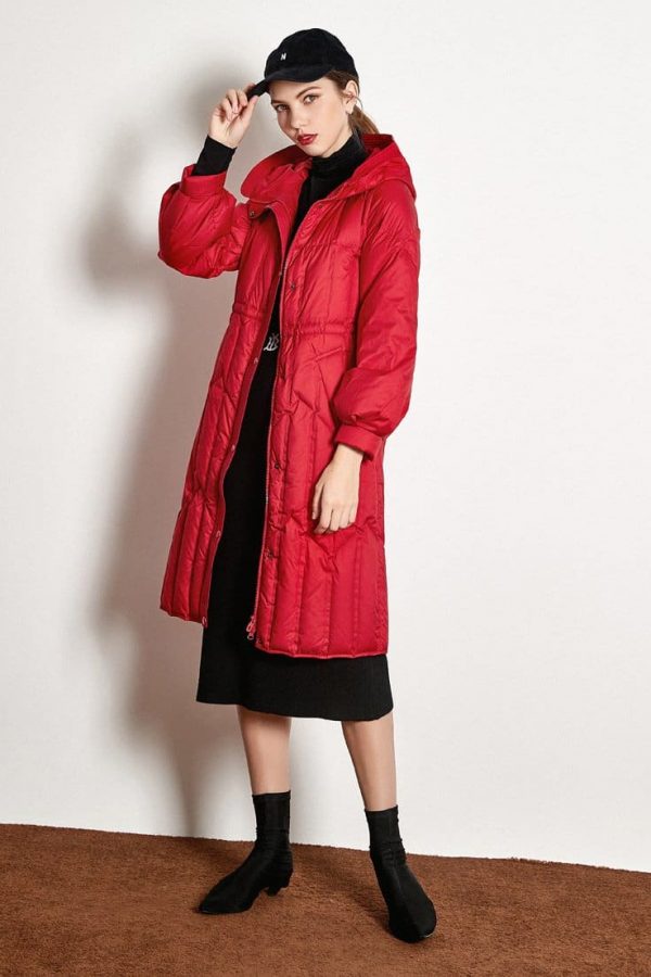 The Best Medium Long White Duck Down Lantern Sleeve Female Jacket Online - Takalr