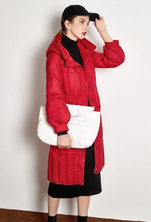 The Best Medium Long White Duck Down Lantern Sleeve Female Jacket Online - Takalr