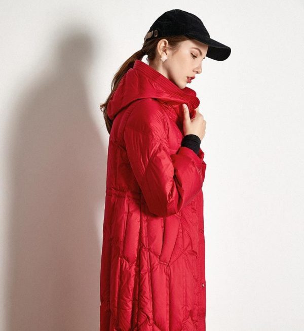 The Best Medium Long White Duck Down Lantern Sleeve Female Jacket Online - Takalr