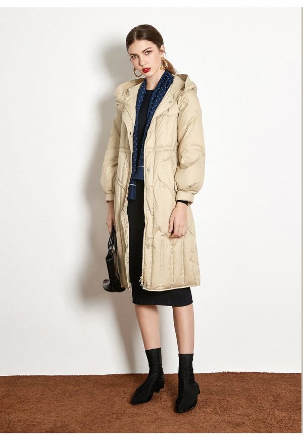 The Best Medium Long White Duck Down Lantern Sleeve Female Jacket Online - Takalr