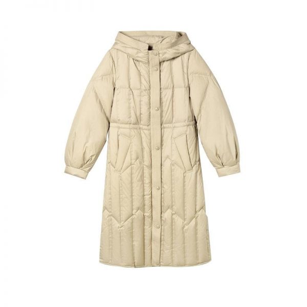 The Best Medium Long White Duck Down Lantern Sleeve Female Jacket Online - Takalr