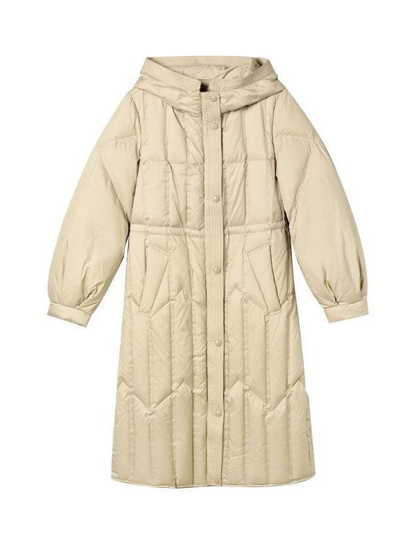 The Best Medium Long White Duck Down Lantern Sleeve Female Jacket Online - Takalr