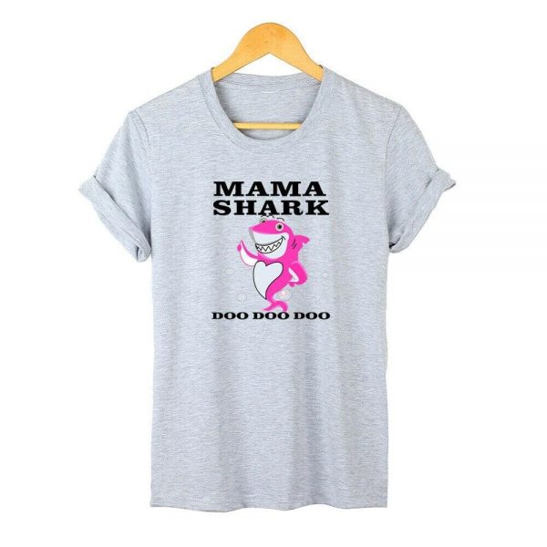 The Best Men Women Unisex Casual Short Sleeve MAMA SHARK Plain Casual T-shirt Summer Fashion Tops Tee M-3XL Online - Source Silk