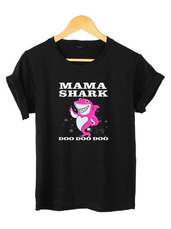 The Best Men Women Unisex Casual Short Sleeve MAMA SHARK Plain Casual T-shirt Summer Fashion Tops Tee M-3XL Online - Source Silk