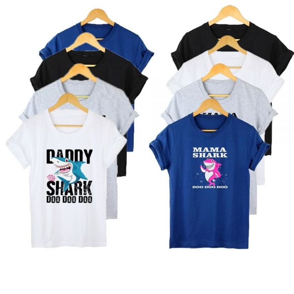 The Best Men Women Unisex Casual Short Sleeve MAMA SHARK Plain Casual T-shirt Summer Fashion Tops Tee M-3XL Online - Source Silk