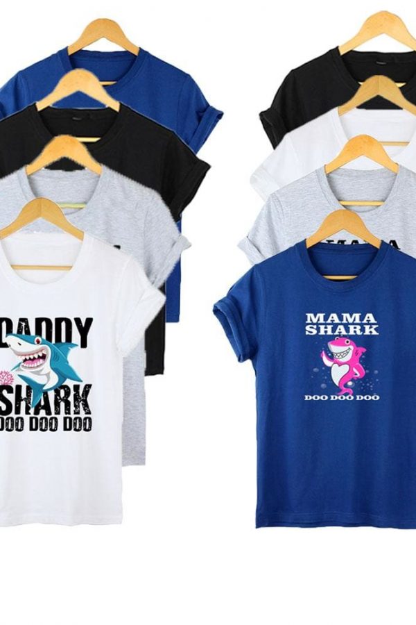 The Best Men Women Unisex Casual Short Sleeve MAMA SHARK Plain Casual T-shirt Summer Fashion Tops Tee M-3XL Online - Source Silk