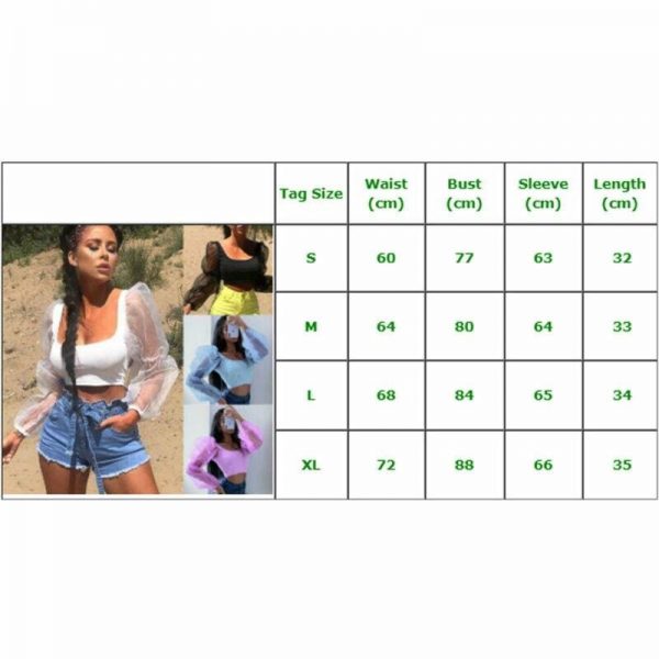 The Best Mesh See Through Lantern Long Sleeve Crop Top Shirt Autumn Women Backless Patchwork Slim Square neck T-Shirt Tees Online - Takalr