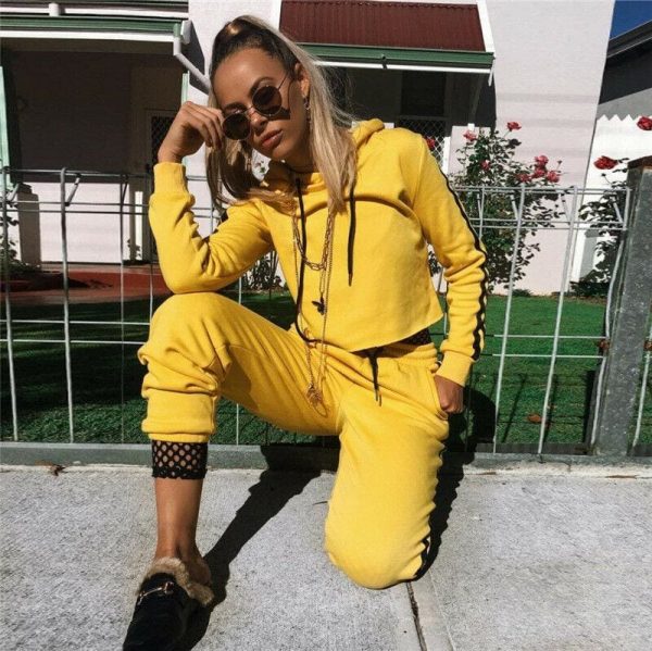 The Best New 2019 2Pcs Women Harvest Ladies Wrap Sweater Hoodies Trousers Fashion Leisure Wear Sets Casual Clothing Suit Set Online - Source Silk