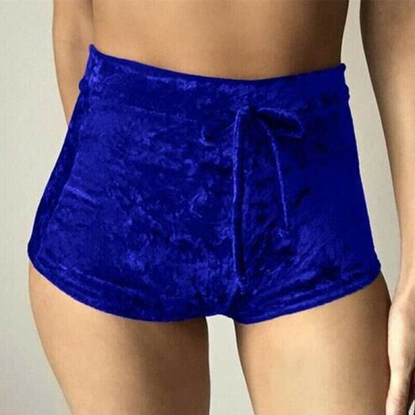 The Best New arrival Pretty Little Thing Womens Ladies Pink Crushed Velvet Runner arrival Short Hot Casual Women Skinny Drawstring Shorts Online - Source Silk