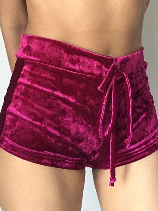 The Best New arrival Pretty Little Thing Womens Ladies Pink Crushed Velvet Runner arrival Short Hot Casual Women Skinny Drawstring Shorts Online - Source Silk