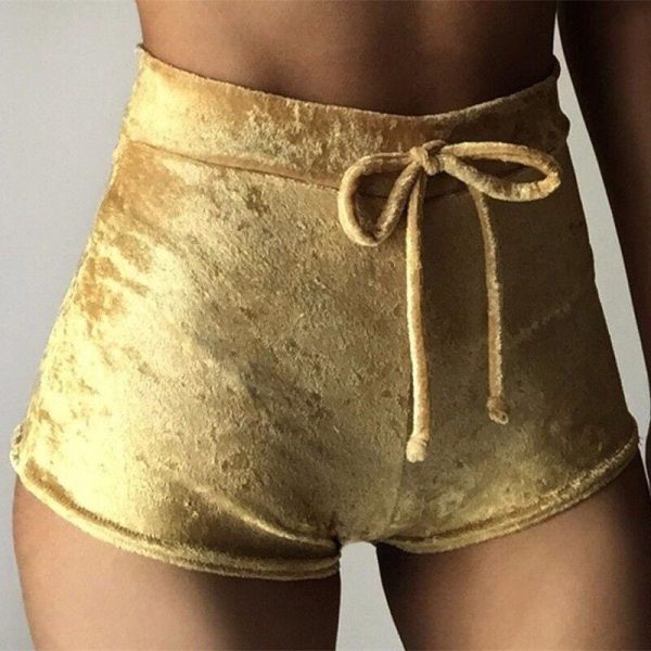 The Best New arrival Pretty Little Thing Womens Ladies Pink Crushed Velvet Runner arrival Short Hot Casual Women Skinny Drawstring Shorts Online - Source Silk