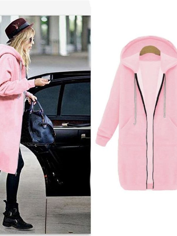 The Best New Autumn Winter Women Casual Long Zipper Hooded Jacket Sweatshirt Online - Takalr