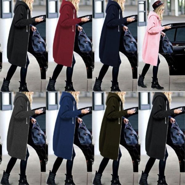 The Best New Autumn Winter Women Casual Long Zipper Hooded Jacket Sweatshirt Online - Takalr