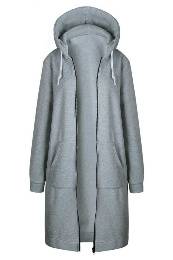 The Best New Autumn Winter Women Casual Long Zipper Hooded Jacket Sweatshirt Online - Takalr