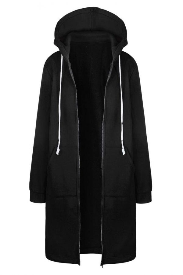 The Best New Autumn Winter Women Casual Long Zipper Hooded Jacket Sweatshirt Online - Takalr