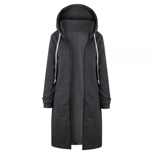 The Best New Autumn Winter Women Casual Long Zipper Hooded Jacket Sweatshirt Online - Takalr