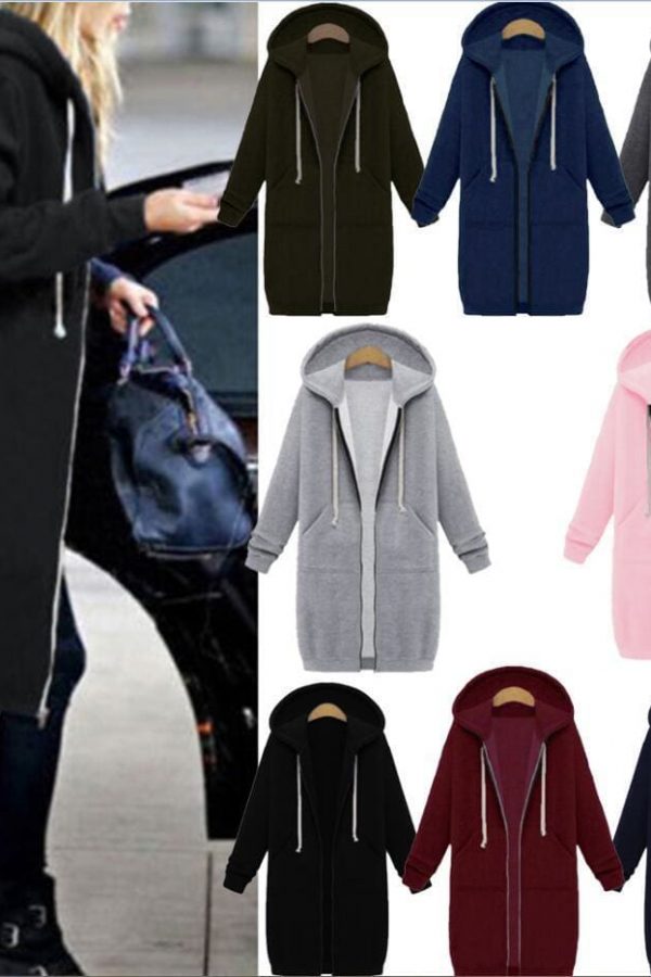 The Best New Autumn Winter Women Casual Long Zipper Hooded Jacket Sweatshirt Online - Takalr