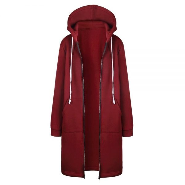 The Best New Autumn Winter Women Casual Long Zipper Hooded Jacket Sweatshirt Online - Takalr