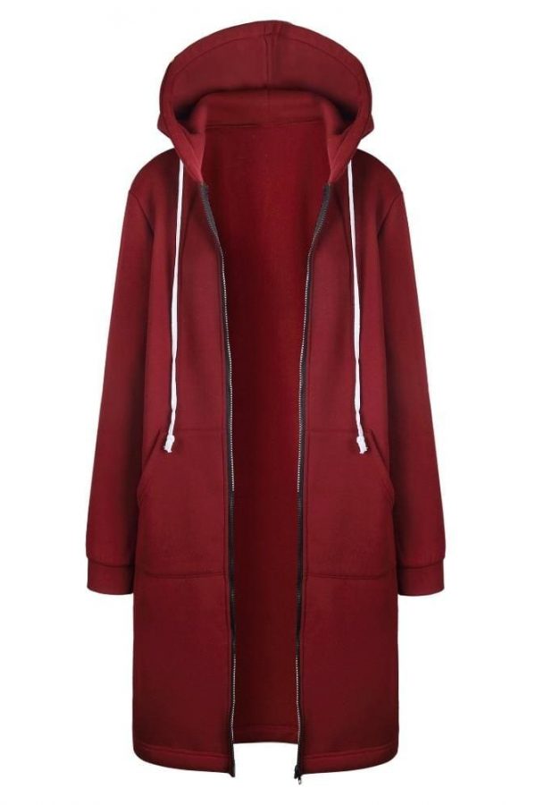 The Best New Autumn Winter Women Casual Long Zipper Hooded Jacket Sweatshirt Online - Takalr